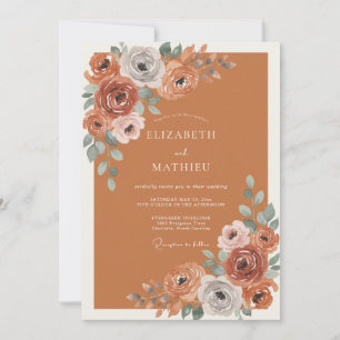 Invitación Florecimiento de Flor de Terracota para Boda