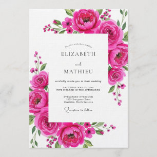Invitación Florecimiento de Flor Magenta de Boda