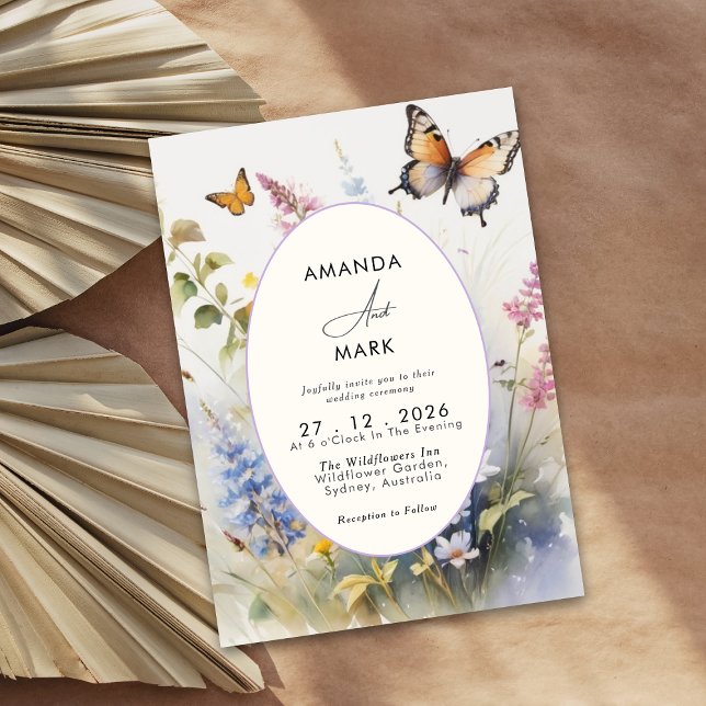 Invitación Florecimiento de flores silvestres rusticas elegan (Subido por el creador)