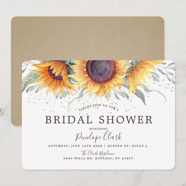 Invitación Florecimiento de girasol ruso | Ducha nupcial flor (Anverso / Reverso)