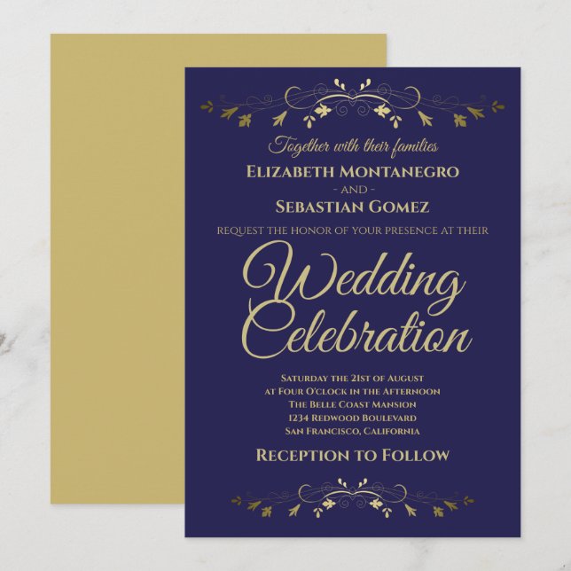 Invitación Florecimiento de la cosecha de oro en Boda simple  (Anverso / Reverso)