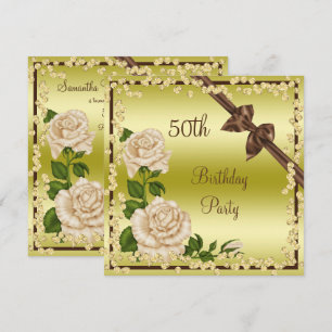 Invitación Florecimiento de marfil, arcos y diamantes 50 cump