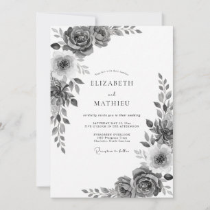 Invitación Florecimiento de Rosa de Carbón Bodas