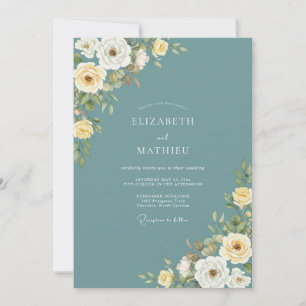 Invitación Florecimiento de Rosa Verde Claro Boda