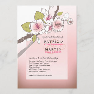 Invitación Florecimiento del cerezo Boda rosa