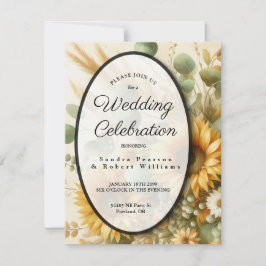 Invitación Florecimiento del girasol en verano iluminado por