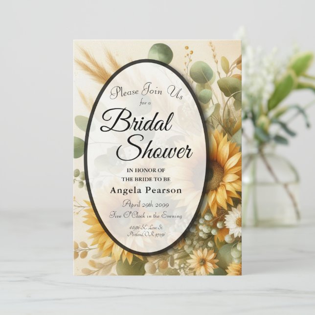 Invitación Florecimiento del girasol en verano iluminado por  (Anverso de pie)