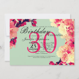 Invitación Florecimiento elegante de cerezos en Verde azulado