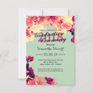 Invitación Florecimiento elegante de cerezos en Verde azulado