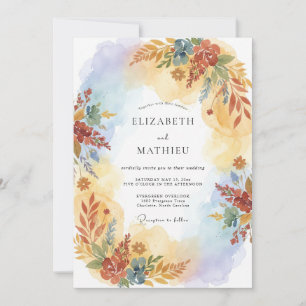 Invitación Florecimiento Floral de Otoño Ocre Boda