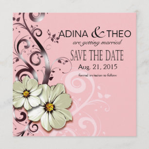 Invitación Florecimiento Floral Ornamentado Guardar la Fecha