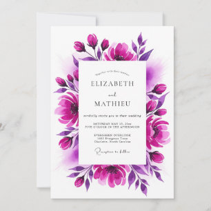 Invitación Florecimiento Pintoresco Magenta Boda