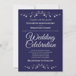Invitación Florecimiento plateado en la simple boda elegante