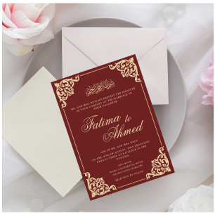 Invitación Florecimiento Rococó Elegante Boda Musulmana Borgo