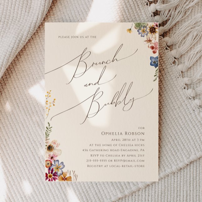 Invitación Florecimiento salvaje Beige Jardín Brunch y Bubbly (Subido por el creador)