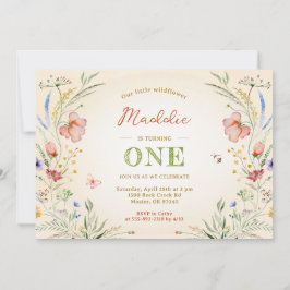 Invitación Florecimiento silvestre en un primer cumpleaños de