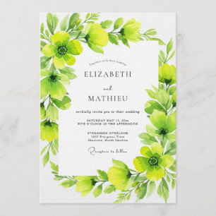 Invitación Florecimiento Verde Lima Boda