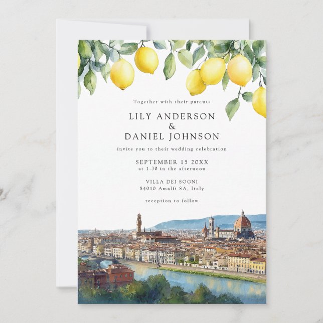 Invitación Florence Lemons Italian All In One Wedding (Anverso)