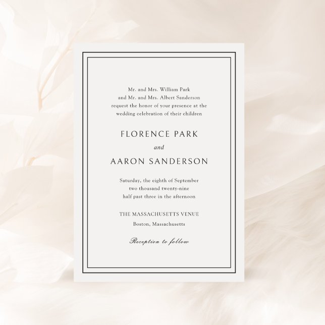 Invitación Florence White Elegant Wedding (Subido por el creador)