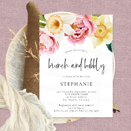 Invitación Florencia amarilla rosa Brunch Bubbly Bridal Showe