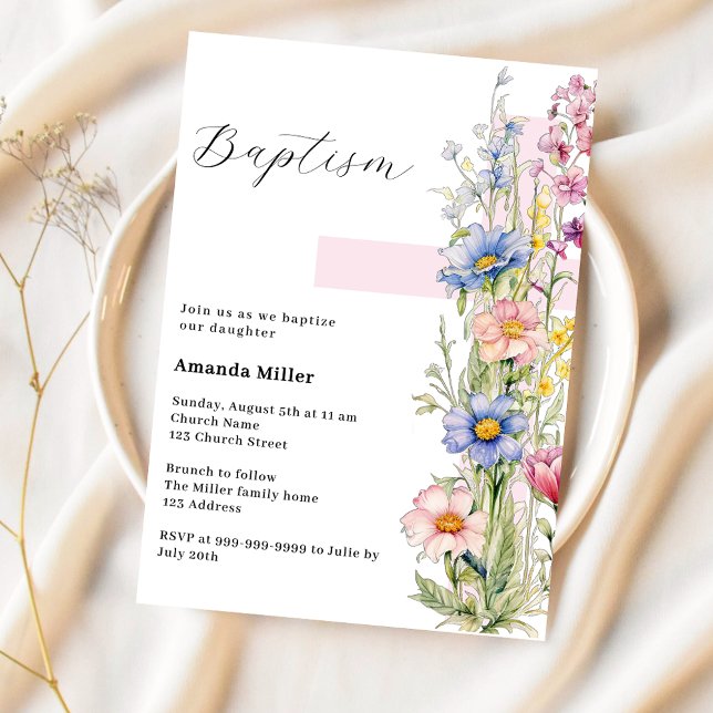 Invitación Florencia cruza rosa chica Bautismo (Subido por el creador)