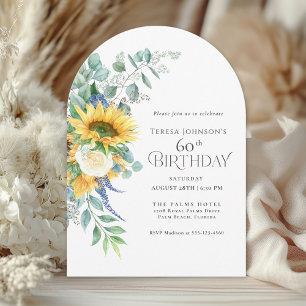Invitación Florencia de girasoles y Rosas rústicos 60 cumplea