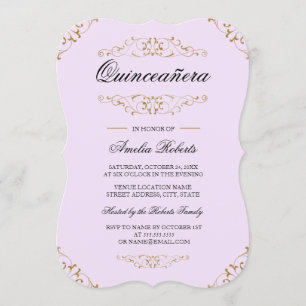 Invitación Florencia de la Antigüedad del Oro Púrpura Quincea