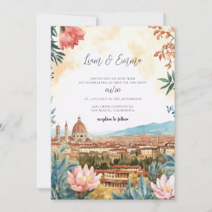 Invitación Florencia Destino Italiano Acuarela Boda