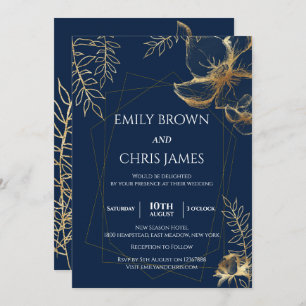 Invitación Florencia dorada   Ceremonia Boda moderna
