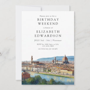 Invitación Florencia Panorama Acuarela Cumpleaños Fin de Sema