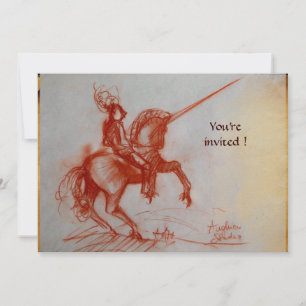 Invitación FLORENTINE KNIGHT ON HORSEBACK pergamino champagne