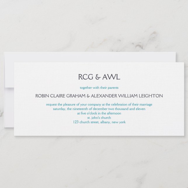 Invitación Florentino : Cerulean :Invitación a la boda (Anverso)