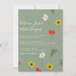 Invitación Florería Silvestre Verde Salvia Bodas Floral