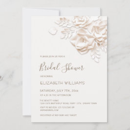 Invitación Flores 3D de Crema Rosas Minimalistas Despedida de