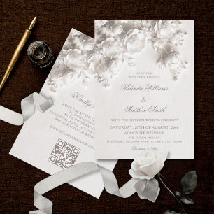 Invitación Flores 3D de Marfil Bodas Vintage