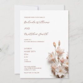 Invitación Flores 3D Elegantes Rosa Rubor