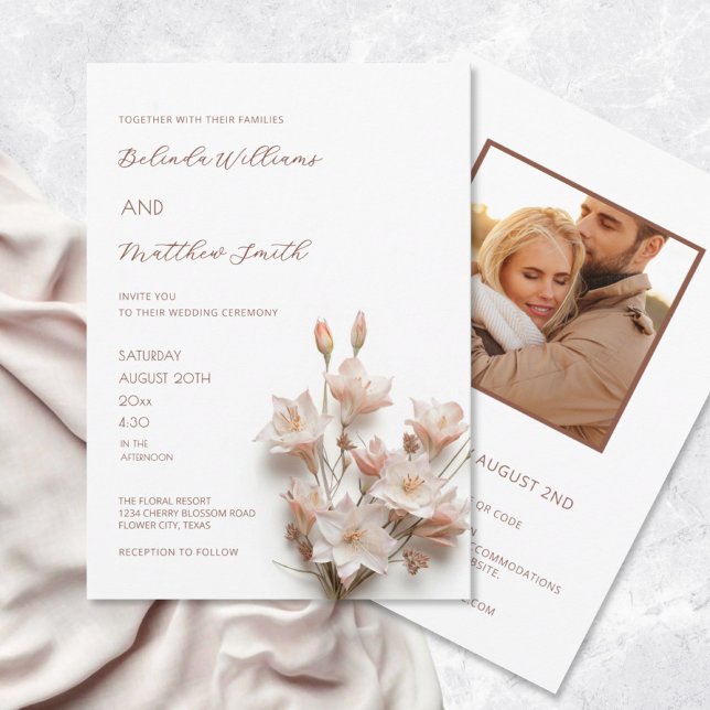 Invitación Flores 3D Rosa Rosado Blanco  (Subido por el creador)