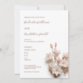 Invitación Flores 3D Rosa Rosado Blanco