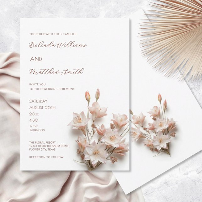 Invitación Flores 3D Rosa Rubor  (Subido por el creador)