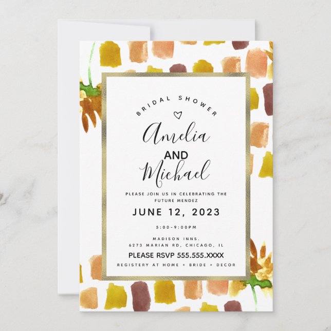 Invitación Flores Acuarela Amarillas Pintor Primavera (Anverso)