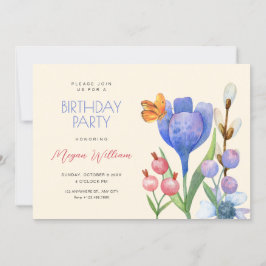 Invitación Flores acuarela cumpleaños