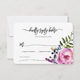 Invitación Flores Acuarela Moradas Bonitas RSVP