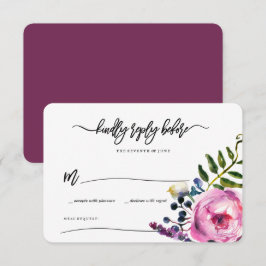 Invitación Flores Acuarela Moradas Bonitas RSVP