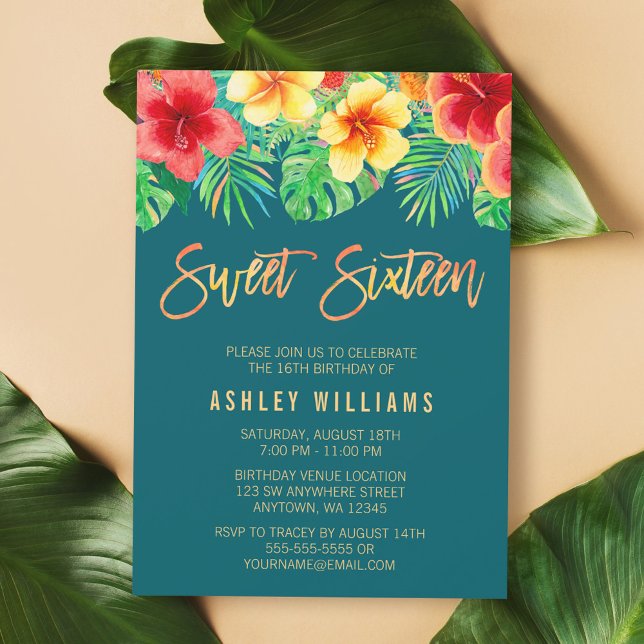 Invitación Flores Acuarela Tropicales Cumpleaños Dulces 16 (Subido por el creador)