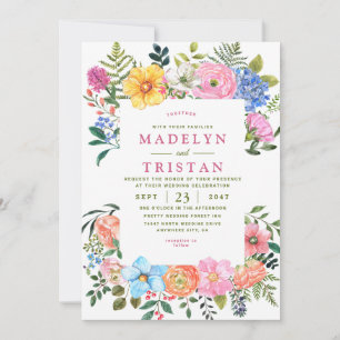 Invitación Flores Acuarela Verde Minimalista foto Boda