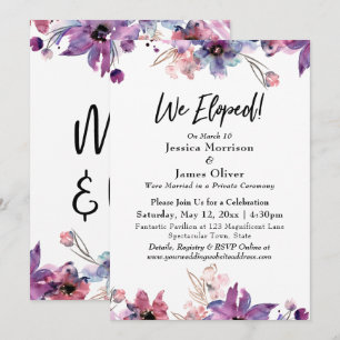 Invitación Flores acuarelas abstractas modernas ¡Nos escapamo