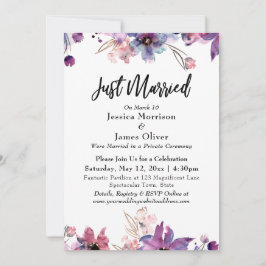 Invitación Flores acuarelas abstractas modernas recién casado