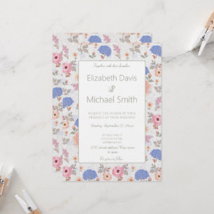 Invitación Flores Acuarelas Botánicas de Pastel Antiguo