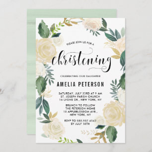 Invitación Flores acuarelas con Purpurina dorado