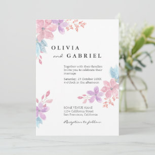 Invitación Flores acuarelas delgadas boda de boho botánico